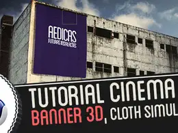 C4D楼顶布料下垂动画工程 Banner 3D Cloth Simulation