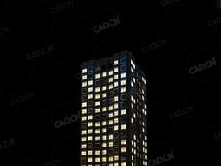 夜间摩天大楼办公楼写字楼C4D模型 Archmodels Vol.103_Night Skyscrapers - model-51