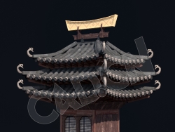 C4D香格里拉中式建筑屋顶模型 Kitbash3d-Shangri-La_Tower_J_grp