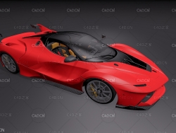 红色跑车C4D模型 C4D model red sports car Decors & 3D Models Template C4D