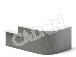 C4D前台圆角接待台模型 Long Rounded Reception Desk 3D Model