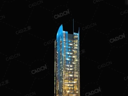 夜间摩天大楼办公楼写字楼C4D模型 Archmodels Vol.103_Night Skyscrapers - model-47