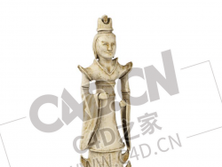 古代公主大臣陶俑人物雕塑工艺品摆件古董装饰品C4D模型下载