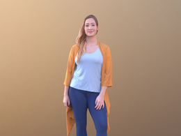 三维扫描写实人物站看的国外女人