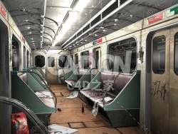 破旧老式火车地铁车厢模型