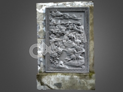 C4D松鹤延年影壁砖雕背景墙模型 Traditional_carvings_on_Chinese_city_walls