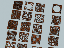 24款中式花格模型合集 Chinese grillwork