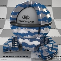 vray for c4d材质：Plastic Metal ix example