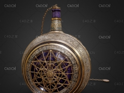 欧洲雕花金属瓶子C4D模型 Carved metal bottle