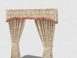 C4D客厅窗帘卧室窗帘室内窗帘模型 Curtain 3D Model-59