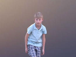 三维扫描写实人物颠球玩的国外小男孩