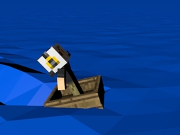 MC我的世界像素模型：海洋小船C4D模型