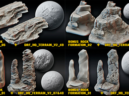 100组4K超高清自然地形深度贴图素材+10个OBJ岩石模型Ultra HQ Terrain Vol.1 + Vol.2