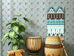 字母T创意场景木鼓乐器绿植C4D octane模型