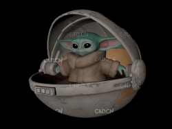 C4D星球大战科幻圆盒里的犹达大师绑定模型 Master Yoda