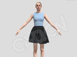 穿黑色短裙的国外女人C4D模型