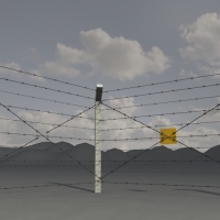 工业设施1-08：隔离铁丝网/铁丝网围栏/防护网/带刺铁丝网3D模型