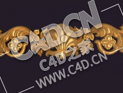 C4D欧式浮雕花构件装饰花件浮雕构件挂件立体雕花模型 molding with flowers and leave