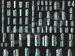 94套赛博朋克大楼建筑模型Cyberpunk architecture