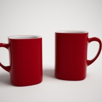 一对红色水杯C4D模型 Cup（vray渲染）