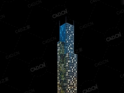 夜间摩天大楼办公楼写字楼C4D模型 Archmodels Vol.103_Night Skyscrapers - model-63