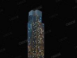 夜间摩天大楼办公楼写字楼C4D模型 Archmodels Vol.103_Night Skyscrapers - model-45
