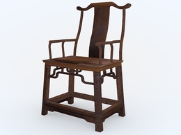 中式仿古家具：四出头官帽椅C4D模型