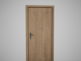 黄色原木压线门全封闭实木门C4D模型下载 Door model