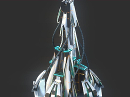 未来科幻创意摩天大楼建筑c4d模型 Sci-Fi Futuristic Future Fantasy City Building-9