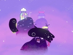 云雾缭绕的卡通场景 cloud-station