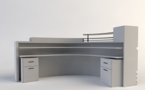现代弧形前台、展厅服务台C4D模型 Desk 3D Model