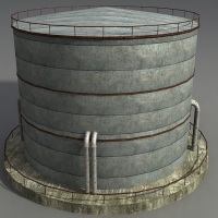 工业设施5-11：工厂不锈钢储存罐/油罐/化学储罐3D模型