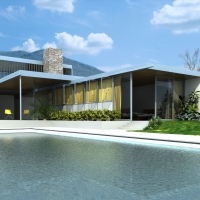 室外建筑模型：露天浴池C4D模型