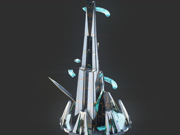 未来科幻创意摩天大楼建筑c4d模型 Sci-Fi Futuristic Future Fantasy City Building-4