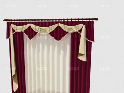 C4D客厅窗帘卧室窗帘室内窗帘模型 Curtain 3D Model-48