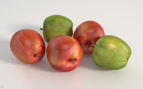 红苹果、青苹果C4D模型 Vray For C4D Apples