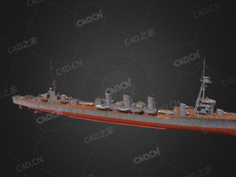 日本海军金币涂装巡洋舰大号驱逐舰C4D模型下载Iwaki Alpha 3d model
