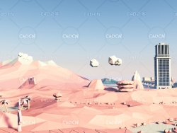 低面多边形火箭发射塔场景模型