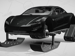 特斯拉履带式跑车滑雪车2018款C4D汽车模型下载