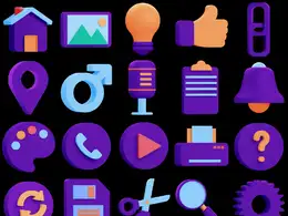 60个网页卡通三维立体图标web icons