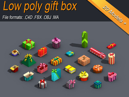 低多边形礼品盒C4D模型 Low Poly Gift Box Isometric Low-poly 3D model