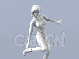 低面多边形卡通人物站着提鞋的女人模型