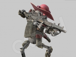 拿科幻武器的机械零件机器人C4D模型