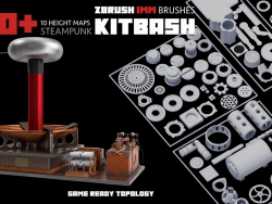 100多个蒸汽朋克机械零件C4D模型 Steampunk KITBASH PACK