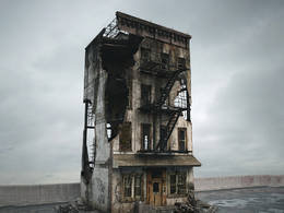 战后损毁模型：战后破损的房子