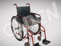 C4D红色破旧病人轮椅模型