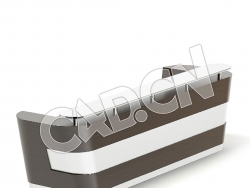 C4D公司前台时尚接待台模型 Wooden and Metal Reception Desk 3D Model