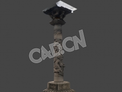 C4D盘龙柱模型 Stone Dragon Pillar 02