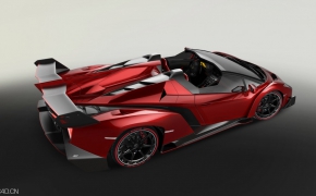 红色敞篷兰博基尼跑车C4D模型 Lamborghini Veneno Roadster 2014