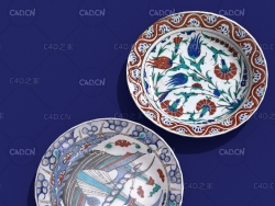 青花瓷盘C4D模型